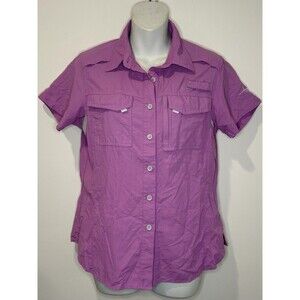 Habit River Guide Short Sleeve Button Up Shirt UPF 30+ Purple Size M Medium EUC!